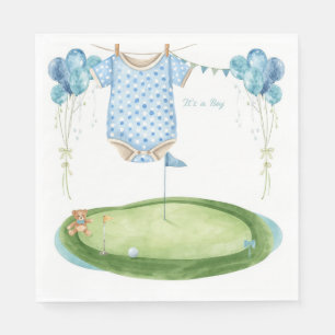 Golf Baby Boy on putting green Napkin