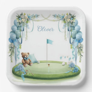 Golf Baby Boy on putting green Paper Plate