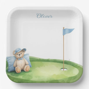 Golf Baby Boy on putting green Paper Plate