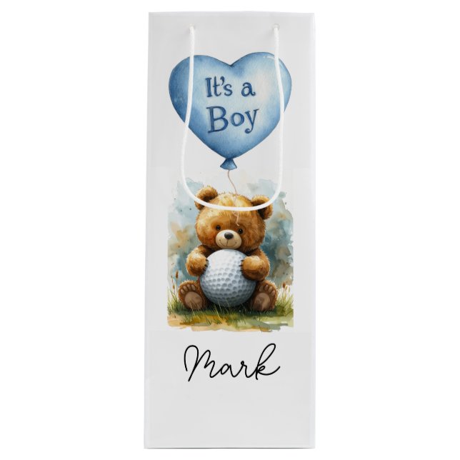 Golf Baby Boy themed  at golf course  Wine Gift Bag (Front)