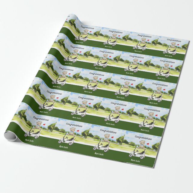 Golf baby Congratulation  Wrapping Paper (Unrolled)