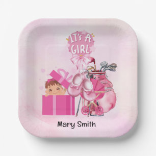 Golf Baby Girl baby Shower in Pink theme Paper Plate