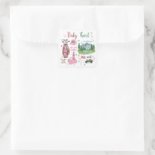 Golf Baby Girl Golfer  Square Sticker