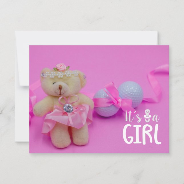 Golf baby girl it's Girl on Pink Background Invita Invitation (Front)