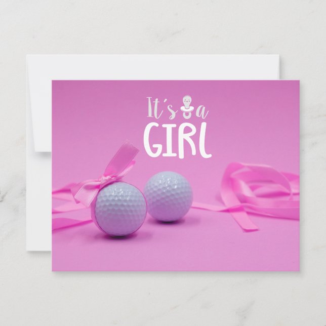 Golf baby girl it's Girl on Pink Background  Invitation (Front)