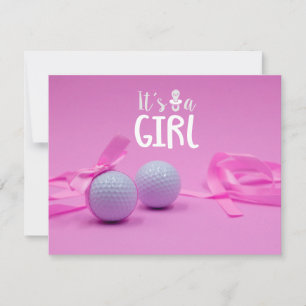 Golf baby girl it's Girl on Pink Background Invitation