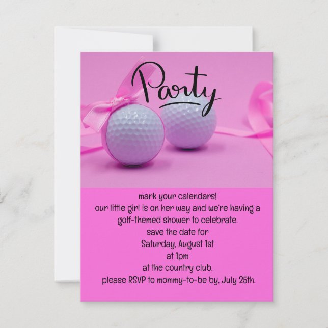 Golf baby girl it's Girl on Pink Background  Invitation (Front)