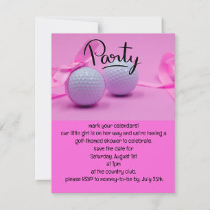 Golf baby girl it's Girl on Pink Background  Invitation