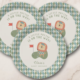 Golf Baby Shower A Little Putter Preppy Argyle Paper Plate