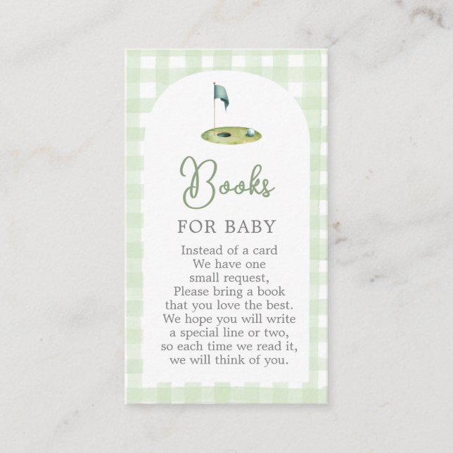 Golf Baby Shower Books for Baby Card (Front)