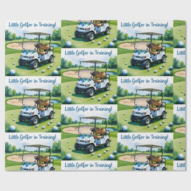 Golf Baby Shower  boy Blue themed Wrapping Paper (Flat)