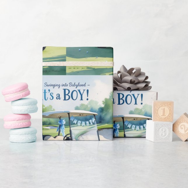 Golf Baby Shower  boy Blue themed Wrapping Paper (Baby Shower)