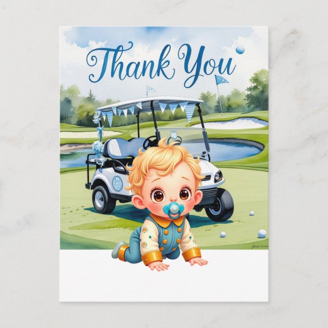 Golf Baby Shower Boy themed  Postcard (Front)