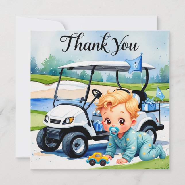Golf Baby Shower Boy themed  Thank You Card (Front)