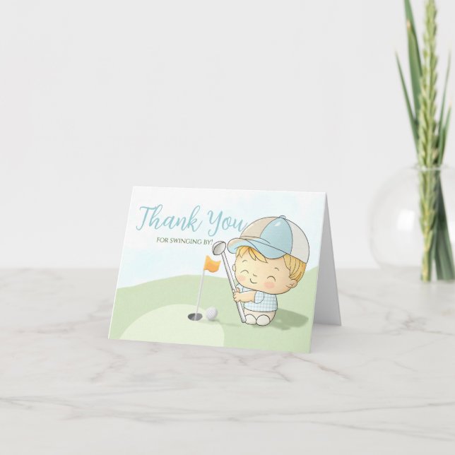Golf Baby Shower Cute Boy Par-Tee Coed Party  Thank You Card (Front)