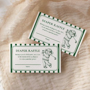 Golf Baby Shower Diaper Raffle Little Golfer Bear Enclosure Card