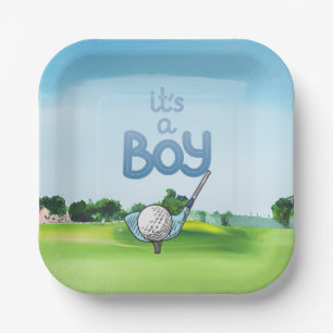 Golf Baby Shower for boy Paper Plate