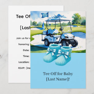 Golf Baby Shower for boy with golf cart on green Invitation