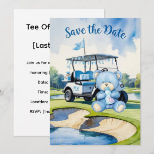 Golf Baby Shower for boy with golf cart on green Invitation