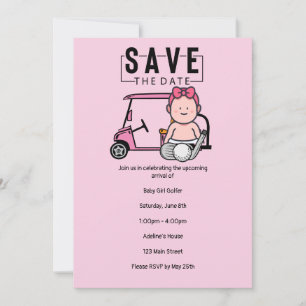Golf Baby Shower for Girl save the date party golf Invitation