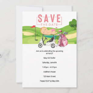 Golf Baby Shower for Girl save the date party golf Invitation