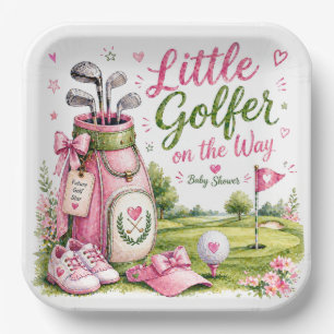 Golf Baby Shower Girl Golfer is on the way Paper Plate