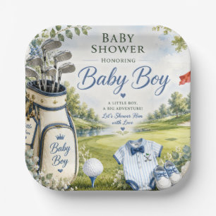 Golf Baby Shower themed on golf course for boy Paper Plate
