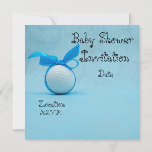 Golf Baby Shower with blue ribbon on blue