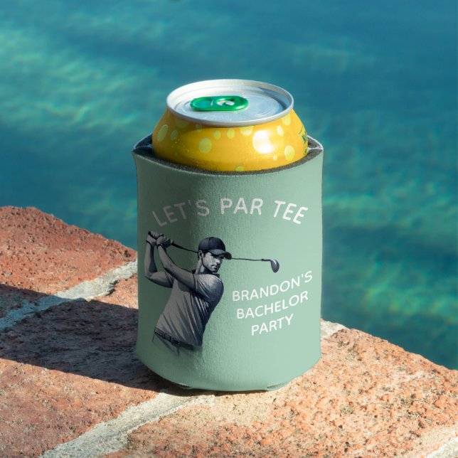 Golf Bachelor party Elegant Green Can Cooler (In Situ Pool)