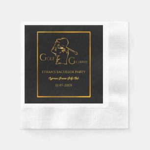Golf Bachelor Party - Golfers Party Luxury Gold Napkin
