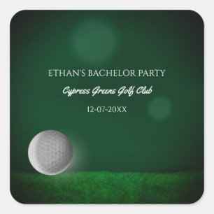 Golf bachelor party - golfing trip - green golf square sticker