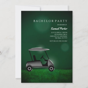 Golf Bachelor Party Green - Golf cart- Golf player Invitation