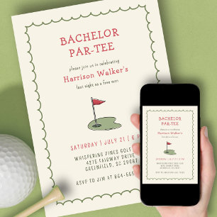 Golf Bachelor Party Hand Drawn Modern  Invitation