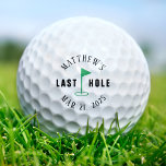 Golf Bachelor Party Last Hole Golf Balls<br><div class="desc">These custom golf balls feature the playful phrase "Last Hole" along with a golfer image, making them a fun and memorable addition to a golf-themed bachelor party. Personalise them with the groom's name and date for a unique keepsake. Ideal for the groom and his friends, these golf balls add a...</div>