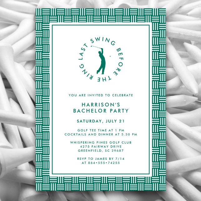 Golf Bachelor Party Last Swing Before the Ring  Invitation (Creator Uploaded)