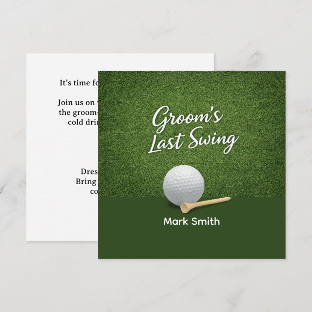 Golf Bachelor Party on Green  Invitation (Front/Back)