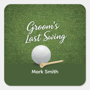 Golf Bachelor Party on Green  Square Sticker