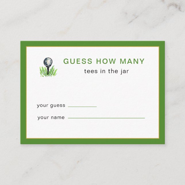 Golf Bachelorette party Bridal shower Game Enclosure Card (Front)