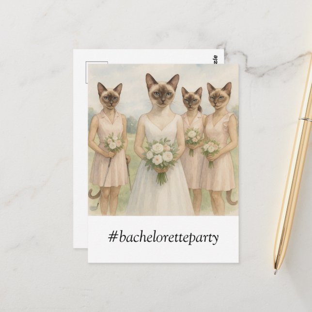 Golf BACHELORETTE party for Cat Lovers Postcard (Front/Back In Situ)