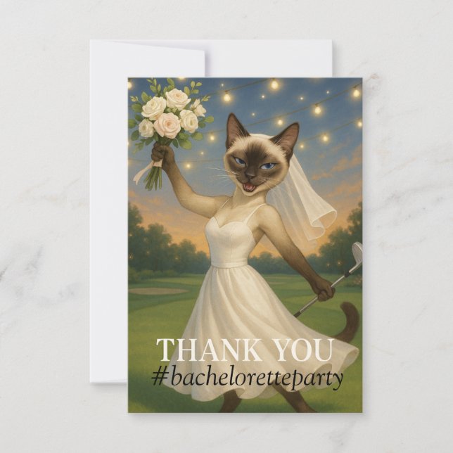 Golf Bachelorette Party for Cat Lovers Thank You  Card (Front)
