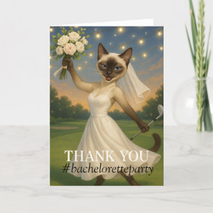 Golf Bachelorette Party for Cat Lovers Thank You  Card
