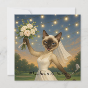 Golf Bachelorette Party for Cat Lovers Thank You  Card