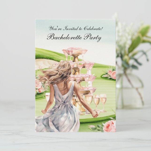 Golf Bachelorette Party on golf course Invitation (Standing Front)