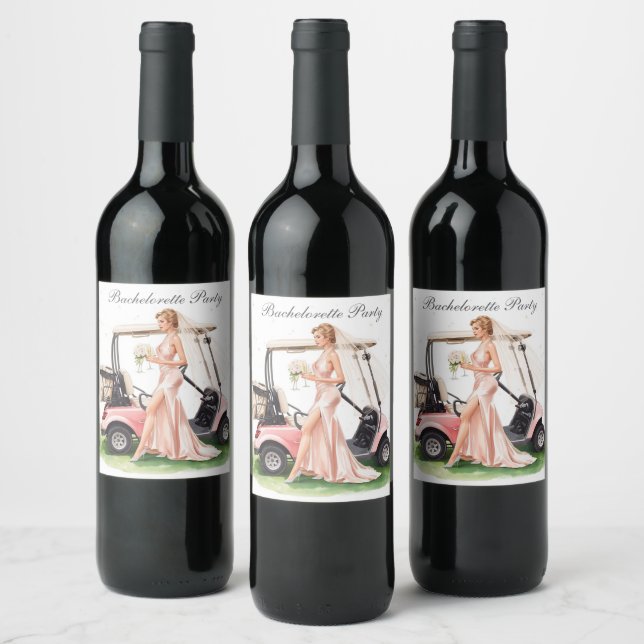 Golf Bachelorette Party on golf course Wine Label (Bottles)
