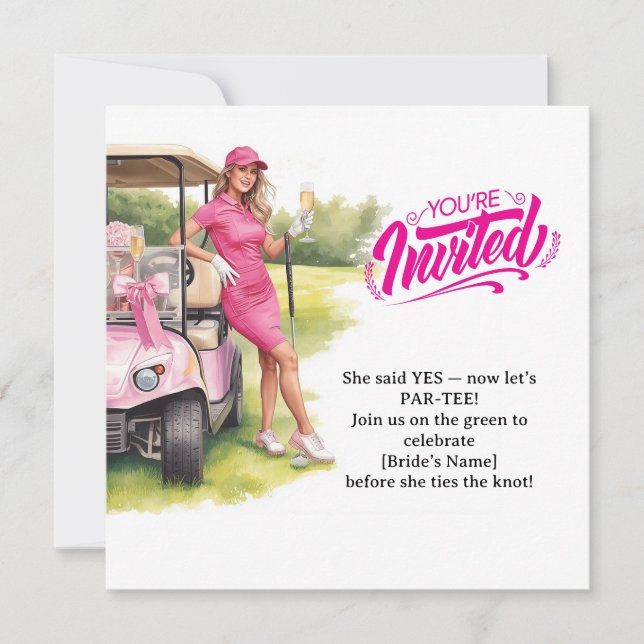 Golf Bachelorette Woman Golfer Is Golfing  Invitation (Front)