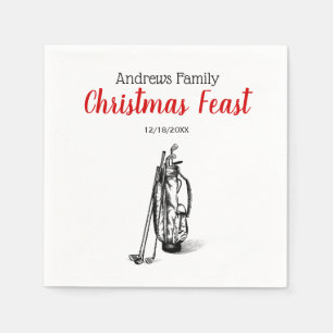 Golf Bag and Golf Clubs Black Napkin