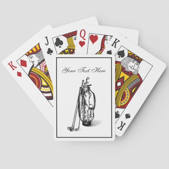 Golf Bag and Golf Clubs Black Playing Cards (Back)