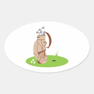 Golf Bag & Balls Oval Sticker