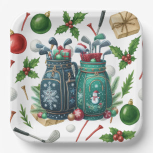 Golf Bag Christmas themed  gifts for golfer Paper Plate