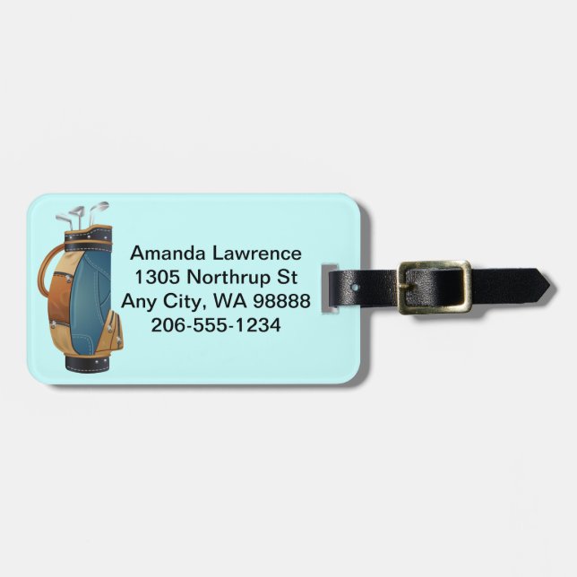 Golf Bag Design Luggage Tags (Front Horizontal)